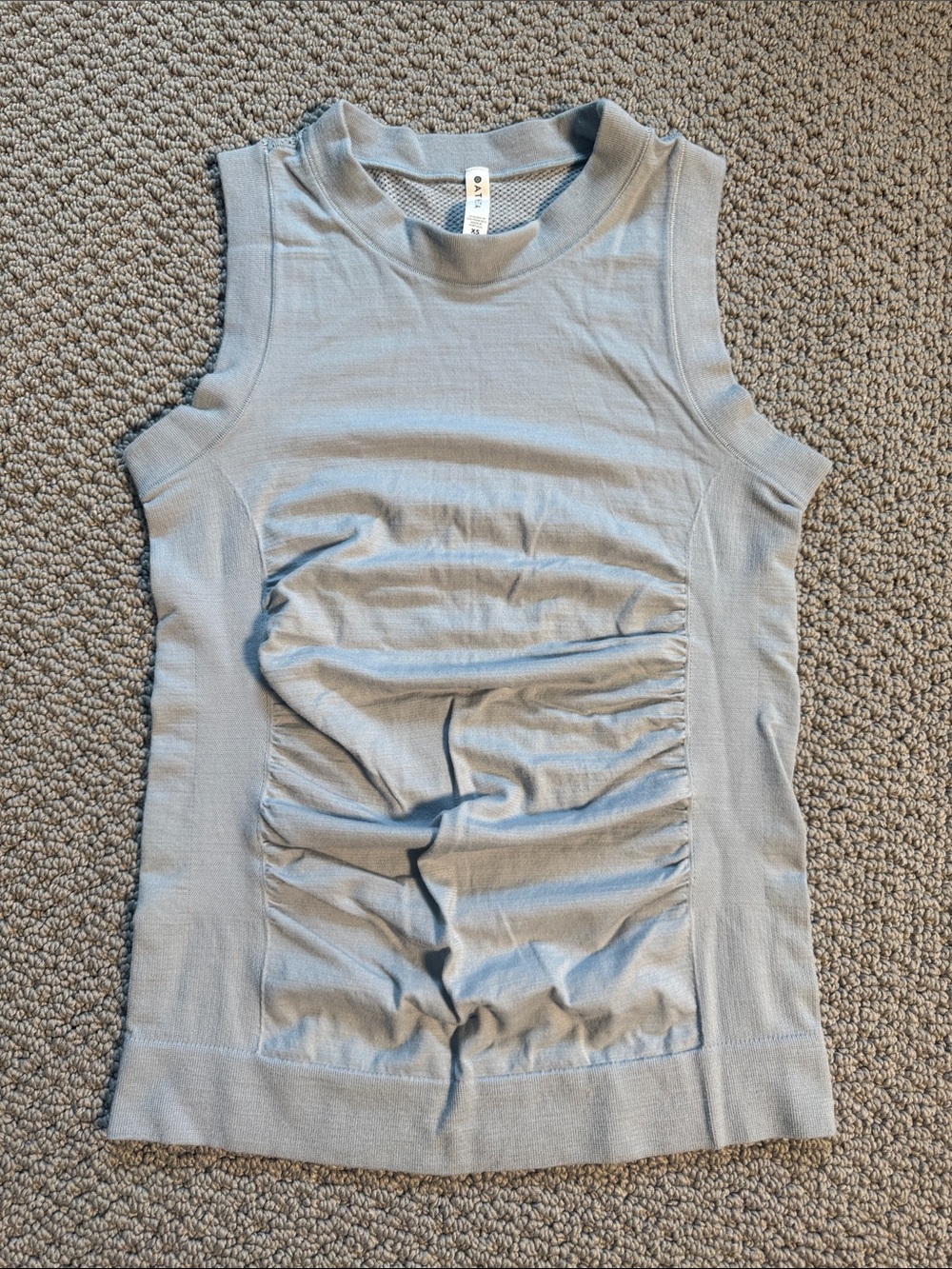 Athleta Light Blue Ruched Stretch Knit Sleeveless Tank- XS